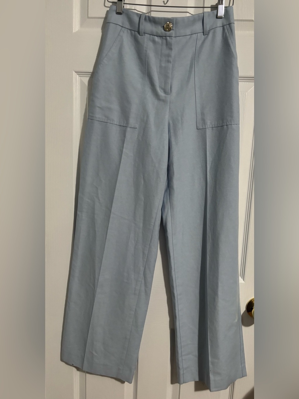 Zara Pale Blue Wide-Leg Trousers Size S